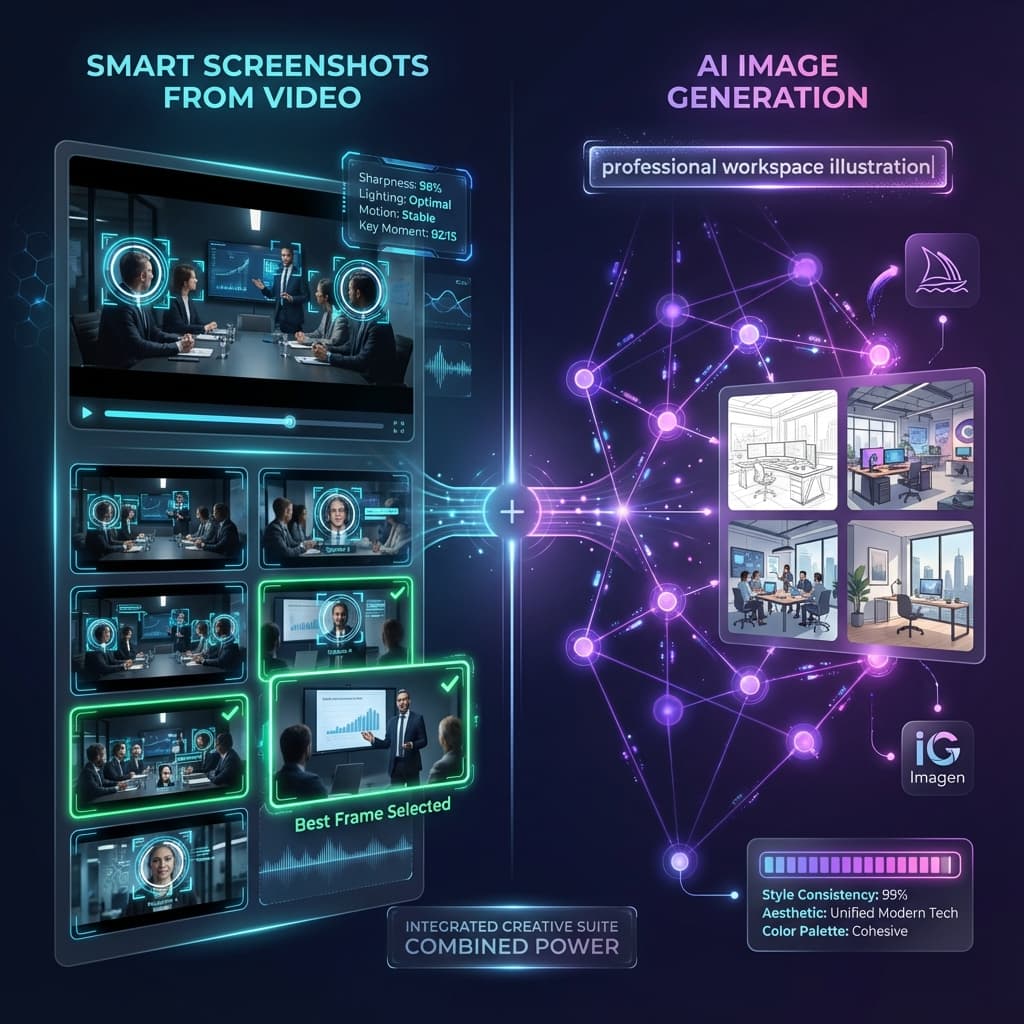 Dual Illustration System: Smart Screenshots from video + AI Image Generation
